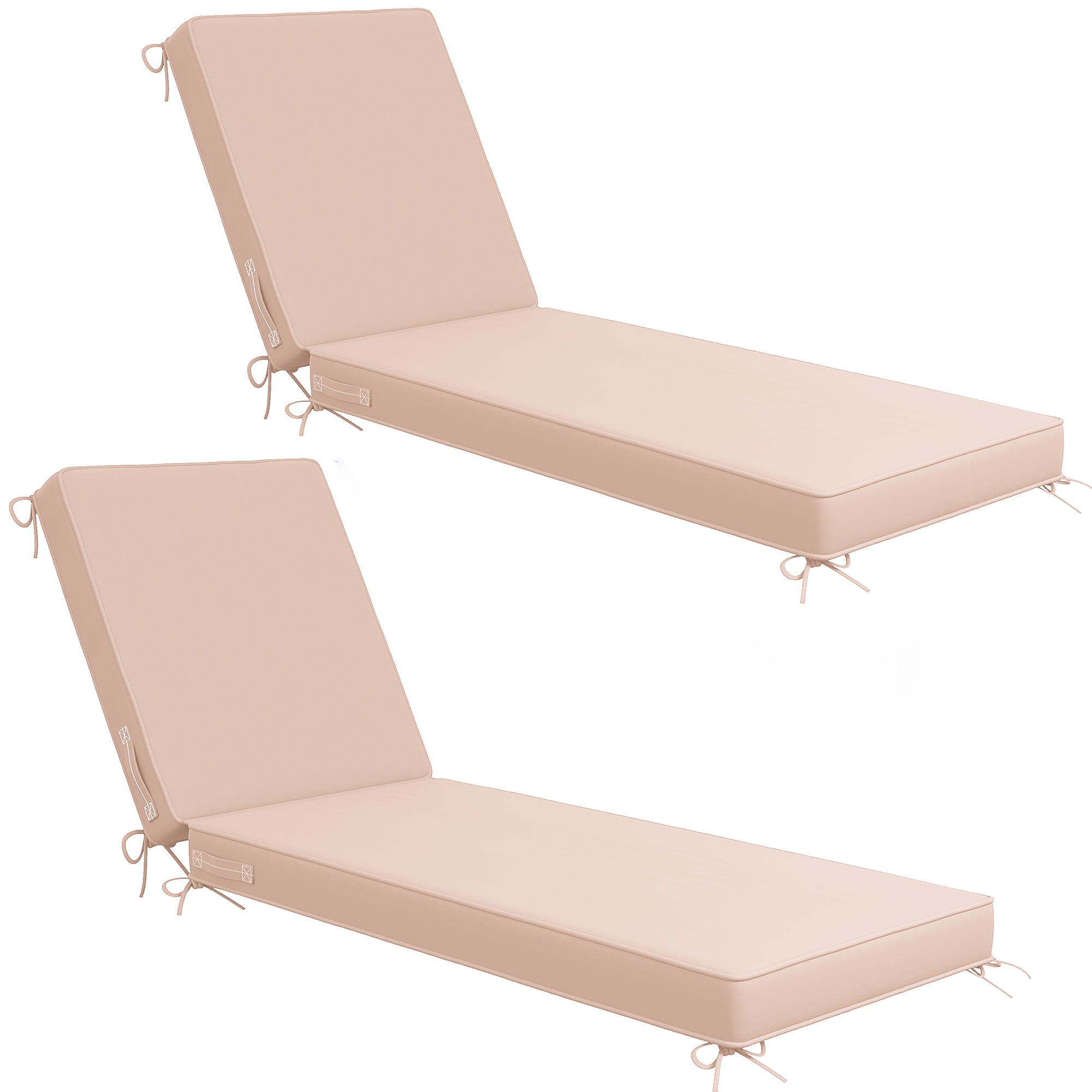 UDPATIO 2PCS Chaise Lounge Cushions, Oversized Thick 4-Inch Foam Pad, Fade-Proof Cover Chair Replacement for Patio, Poolside, Lawn, Deck & Outdoor Furniture - Removable Accessories (72"x21"x4")