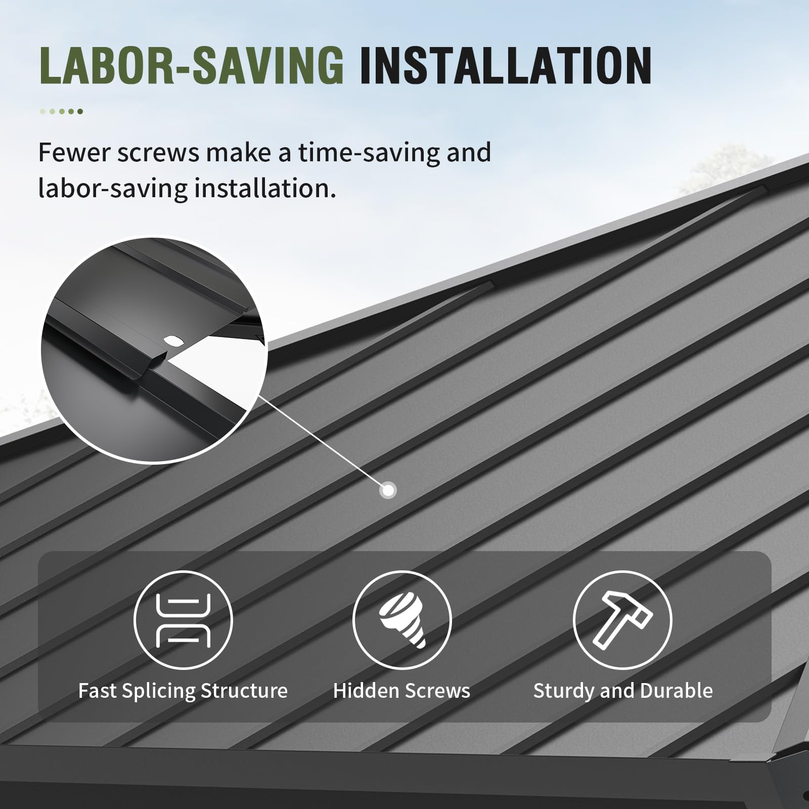 Hardtop Gazebo, Outdoor Aluminum Gazebo with Galvanized Steel Double Roof