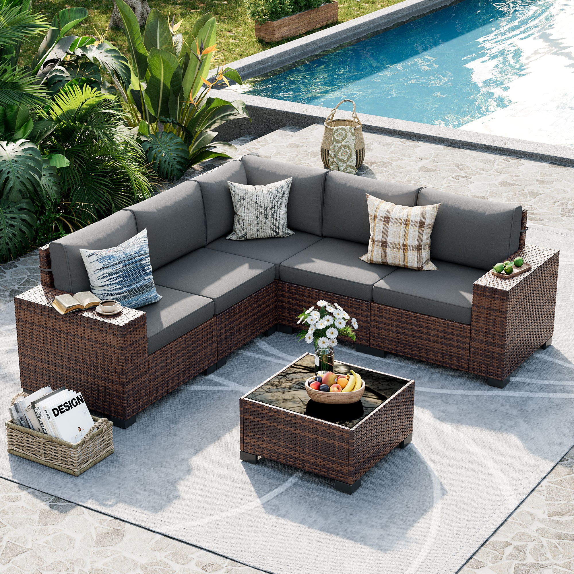 UDPATIO Patio Furniture Set, Outdoor Sectional Sofa Set