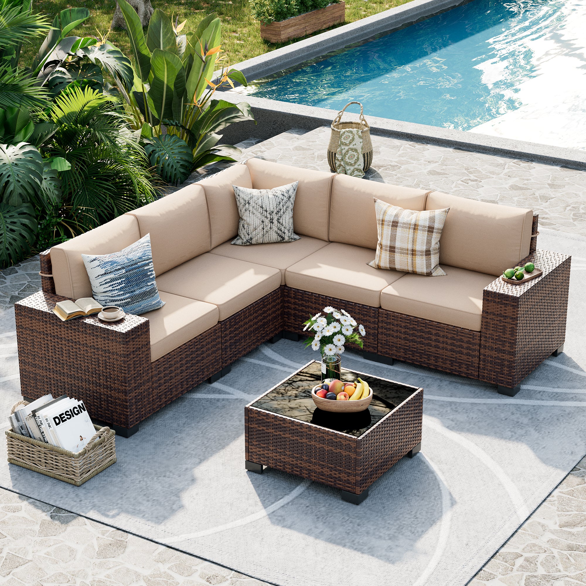 UDPATIO Patio Furniture Set, Outdoor Sectional Sofa Set
