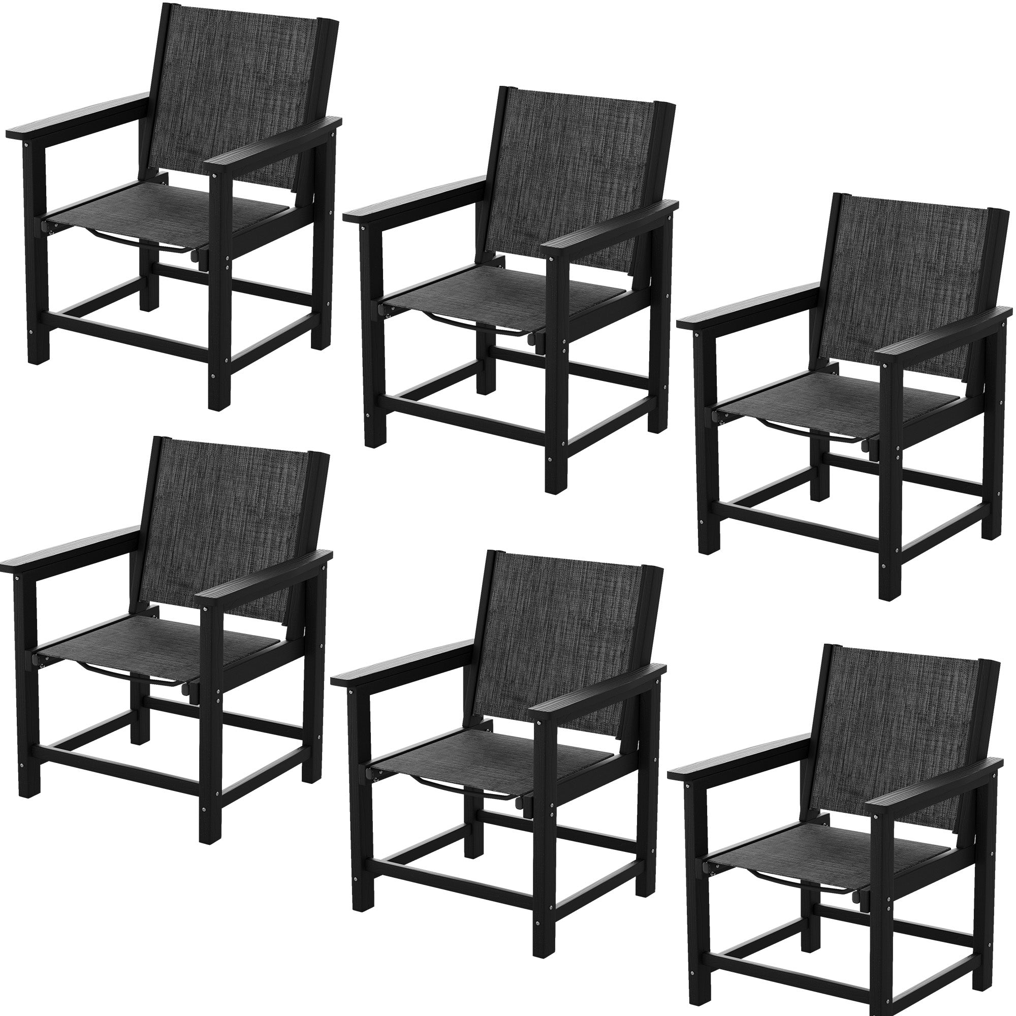 UDPATIO 6-Pack HDPE Patio Dining Chairs with Teslin Fabric - Heavy Duty Outdoor Chairs for Poolside, Deck, Garden, Backyard - All-Weather Resistant Seating Set