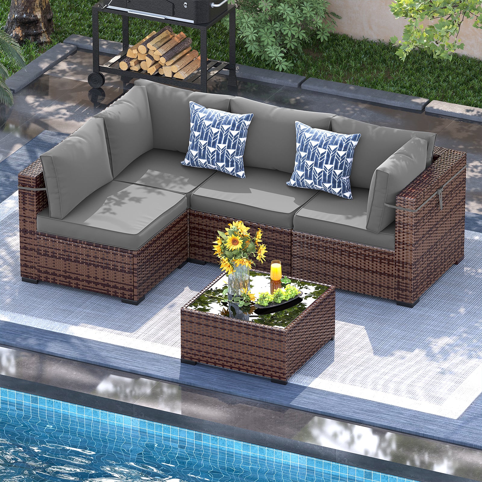 UDPATIO Patio Furniture Set, Outdoor Sectional Sofa Set