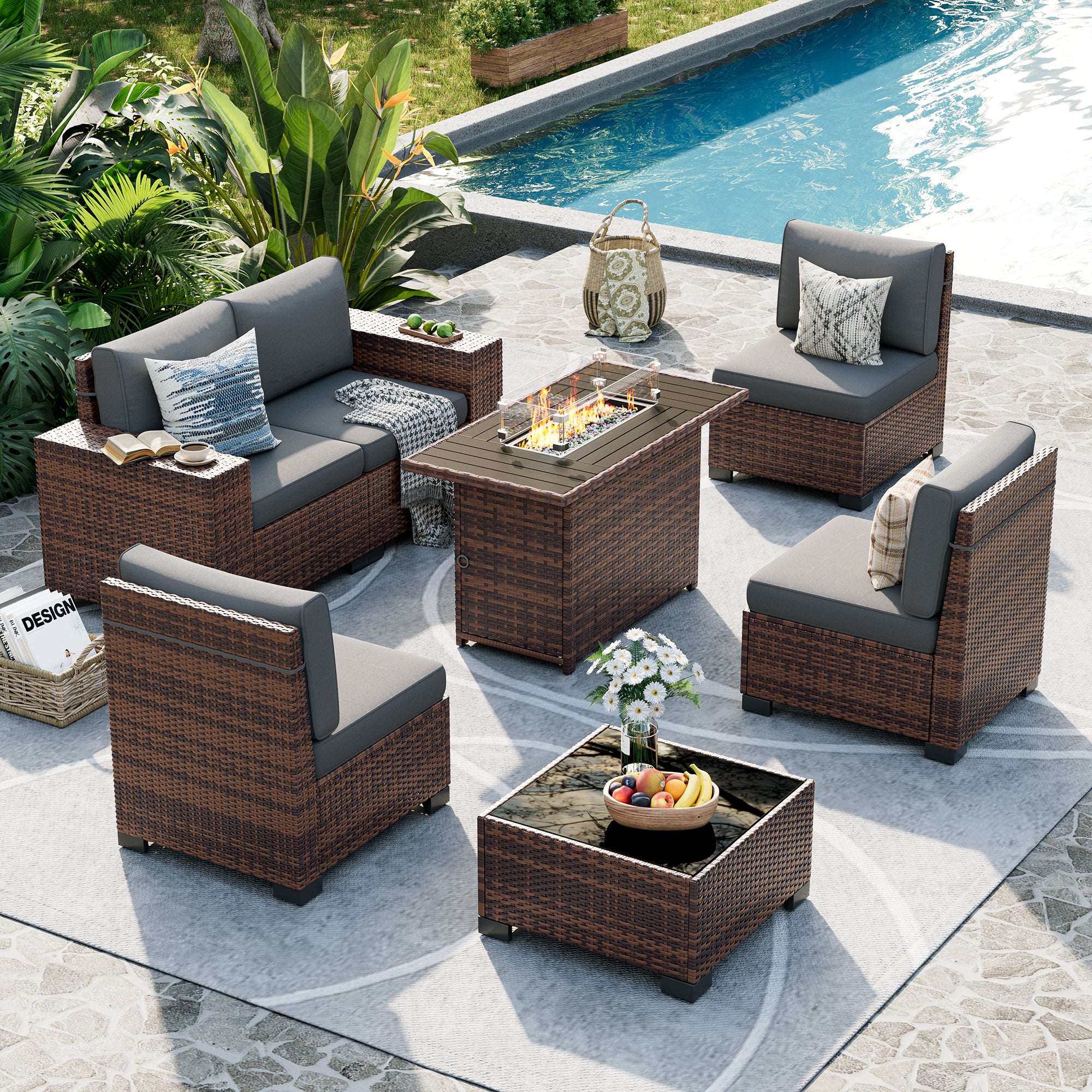 UDPATIO Patio Furniture Set, Outdoor Sectional Sofa Set