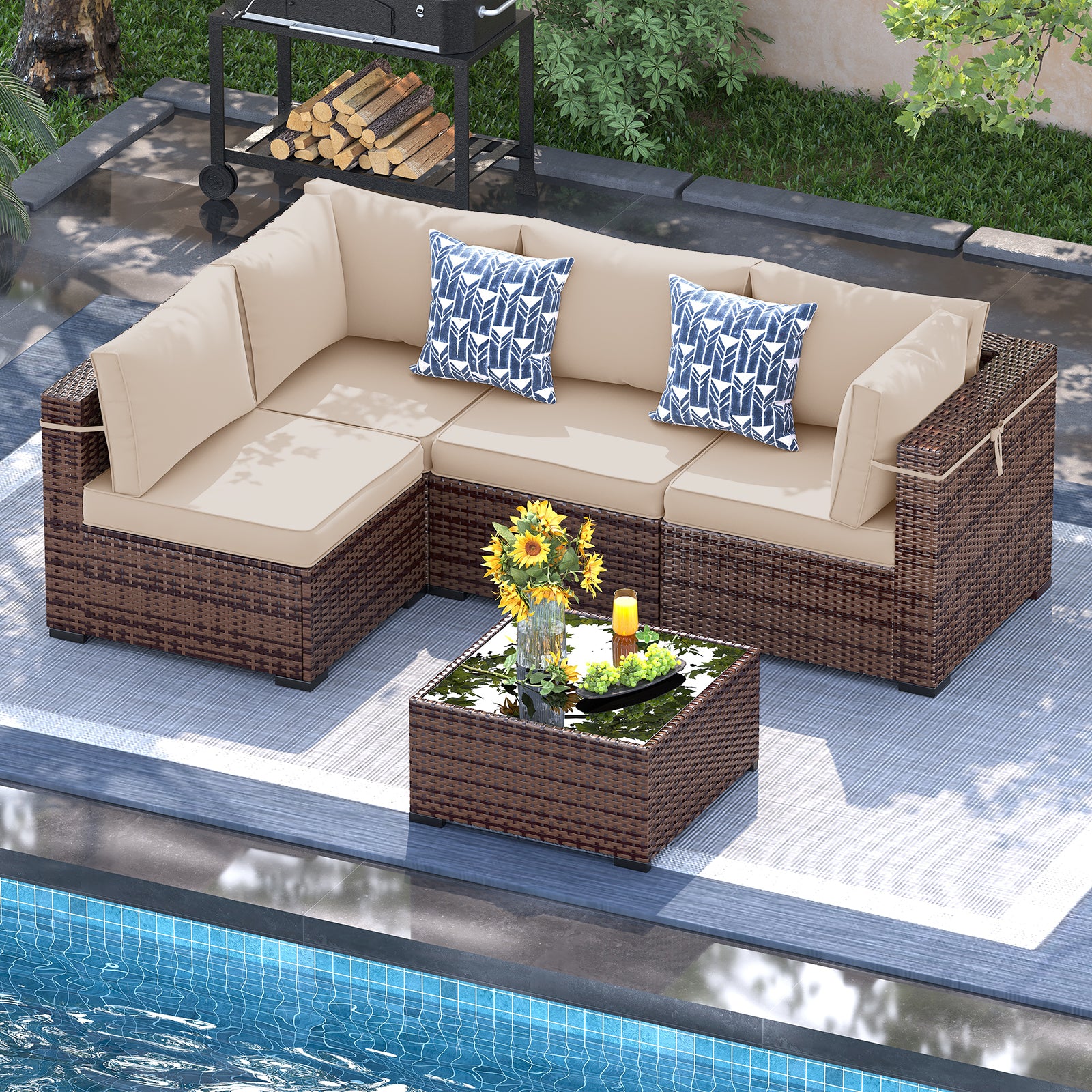 UDPATIO Patio Furniture Set, Outdoor Sectional Sofa Set