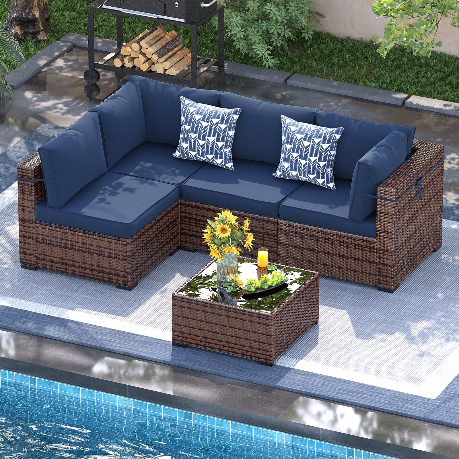 UDPATIO Patio Furniture Set, Outdoor Sectional Sofa Set