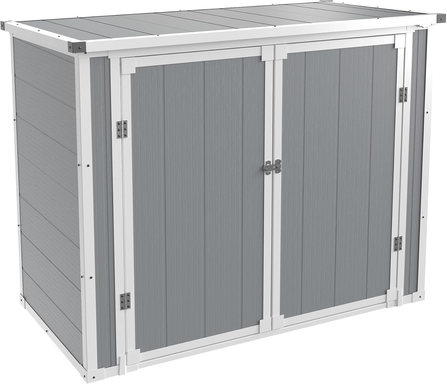 UDPATIO 41 Cu.Ft Storage Shed Outdoor, Weatherproof Resin Storage Shed with Floor Thickened, Gas Spring, Lockable Doors for Trash Can Storage, Garden Tools, Suitable for patios, Poolside（light grey）