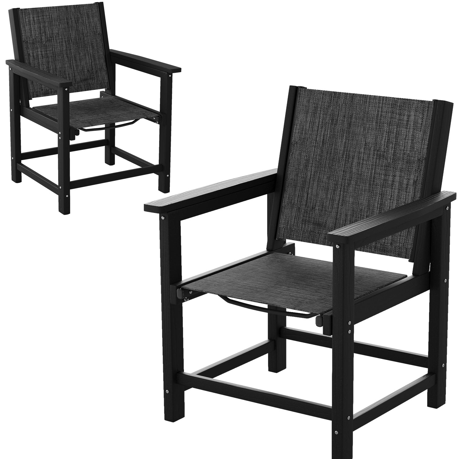 UDPATIO HDPE Outdoor Chairs Patio Dining Chair Set of 2 All Weather for Poolside Deck