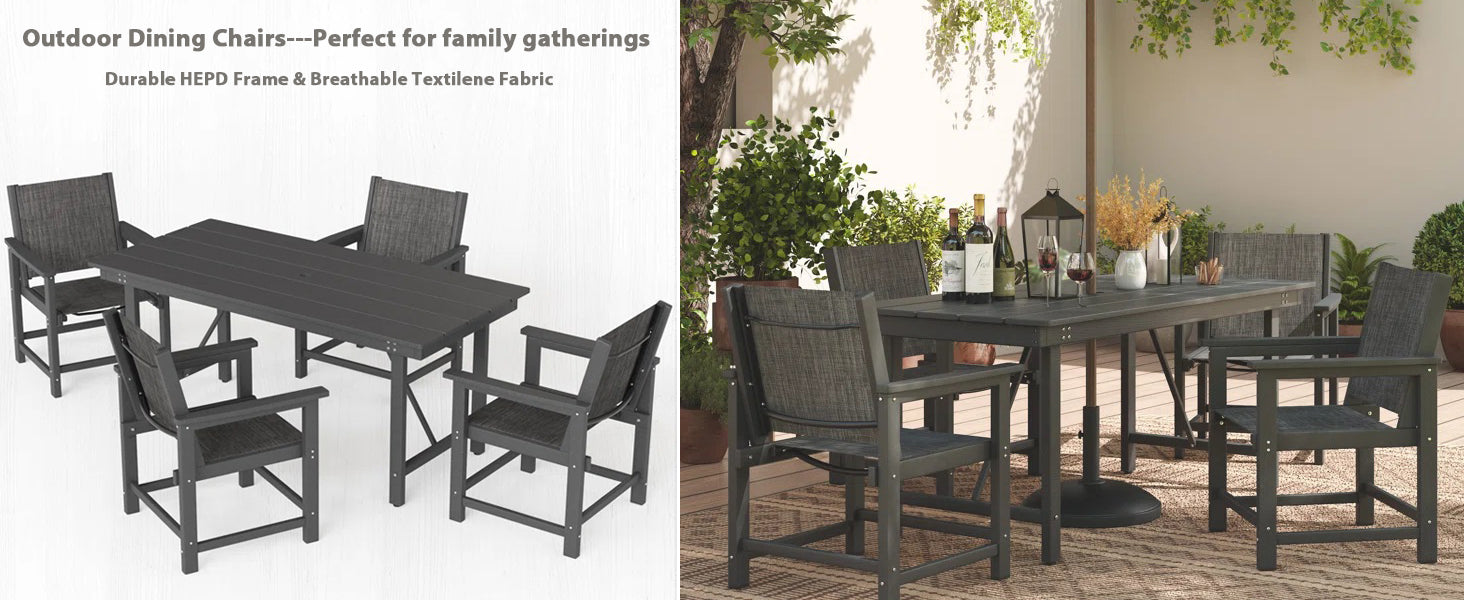 UDPATIO 4PCS HDPE Outdoor Chairs, Patio Dining Chair Set of 4 All Weather for Poolside Deck