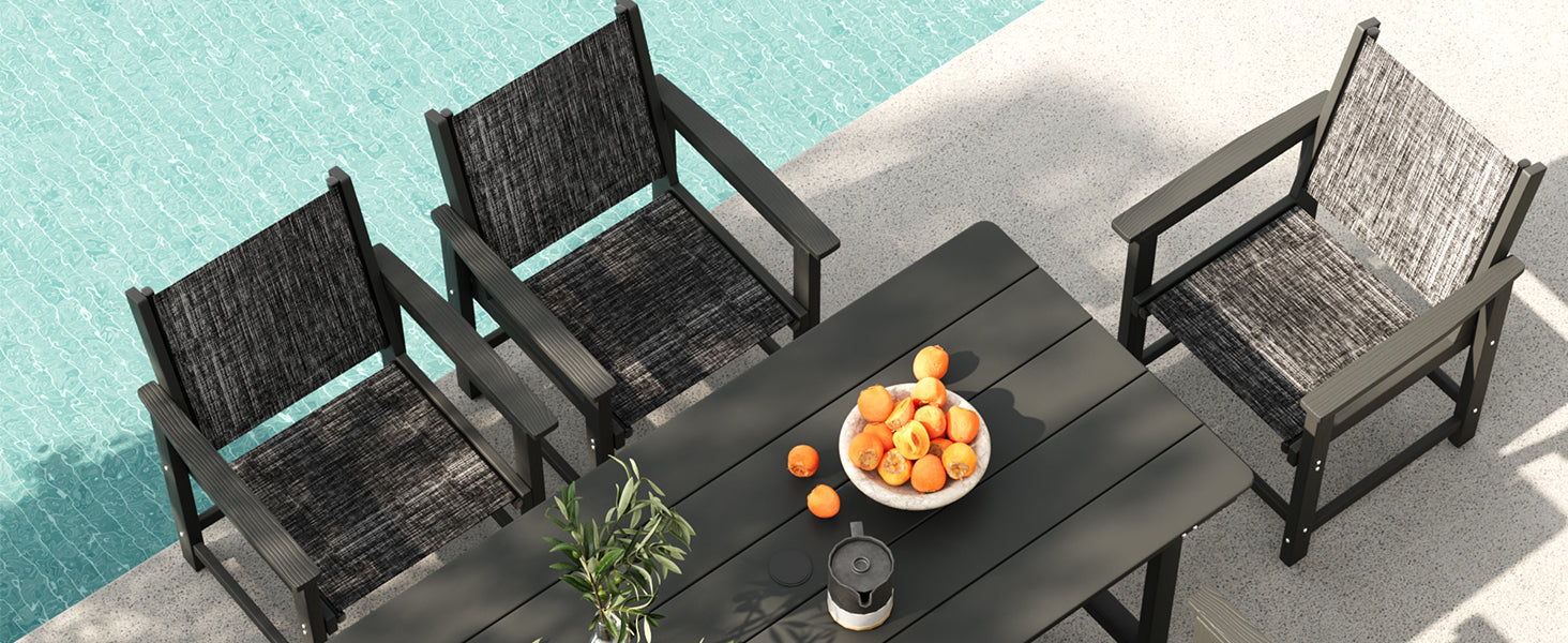 UDPATIO HDPE Outdoor Chairs Patio Dining Chair Set of 2 All Weather for Poolside Deck