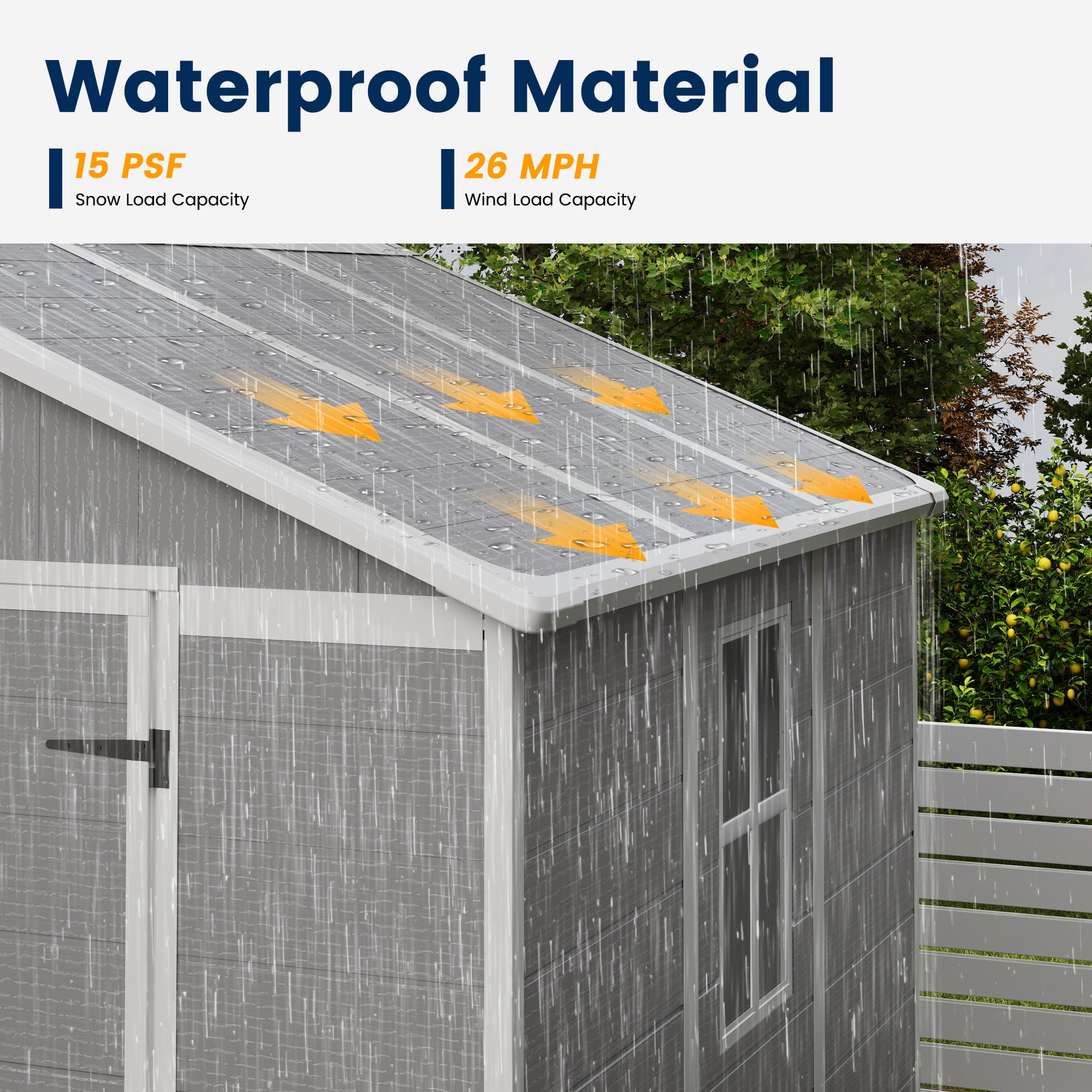 UDPATIO Resin Storage Shed 8 x 6 FT, Outdoor Garden Sheds with Floor Plastic Patio Outdoor Storage Shed with Lockable Door, Gray White