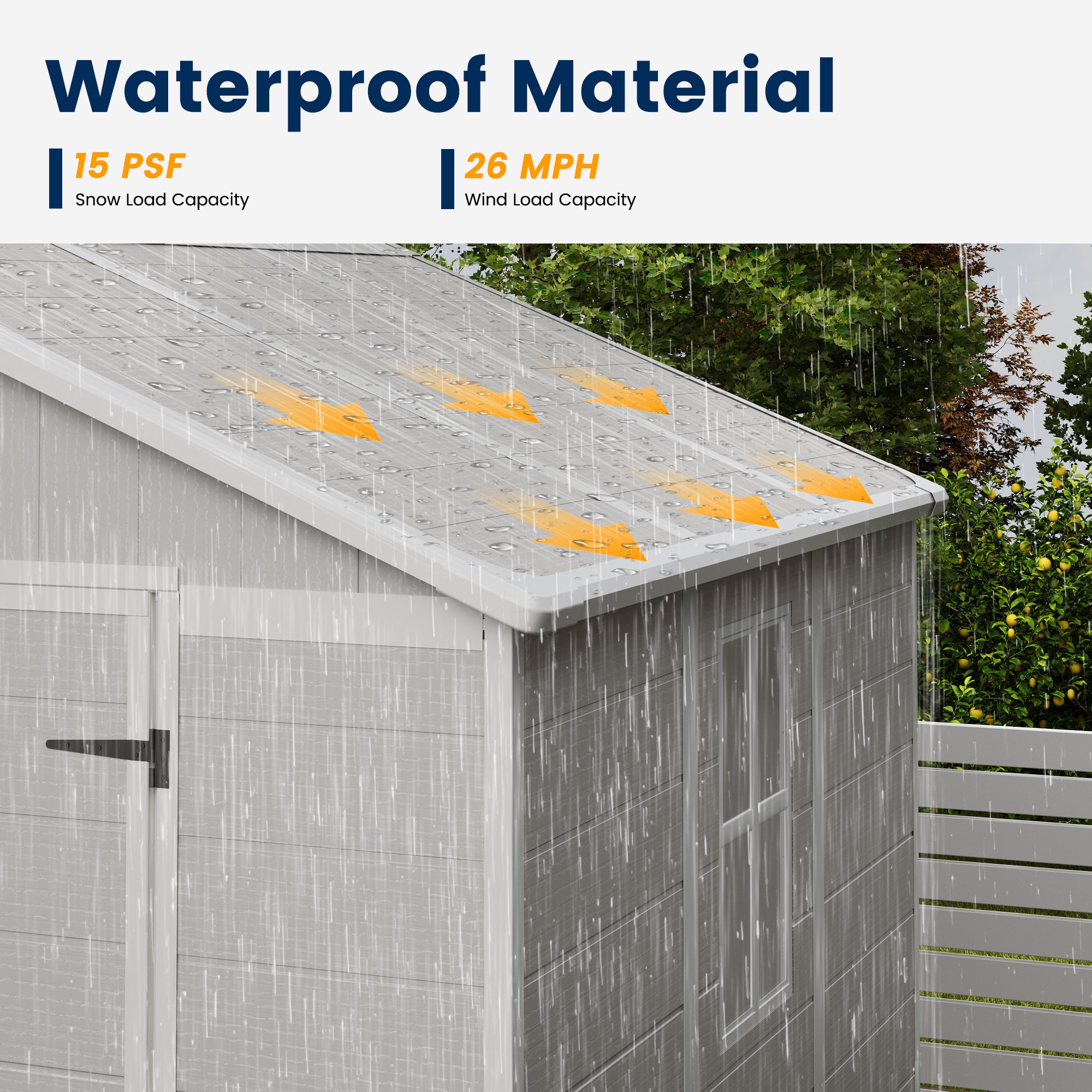 UDPATIO Resin Storage Shed 8 x 6 FT, Outdoor Garden Sheds with Floor Plastic Patio Outdoor Storage Shed with Lockable Door, Sandstone