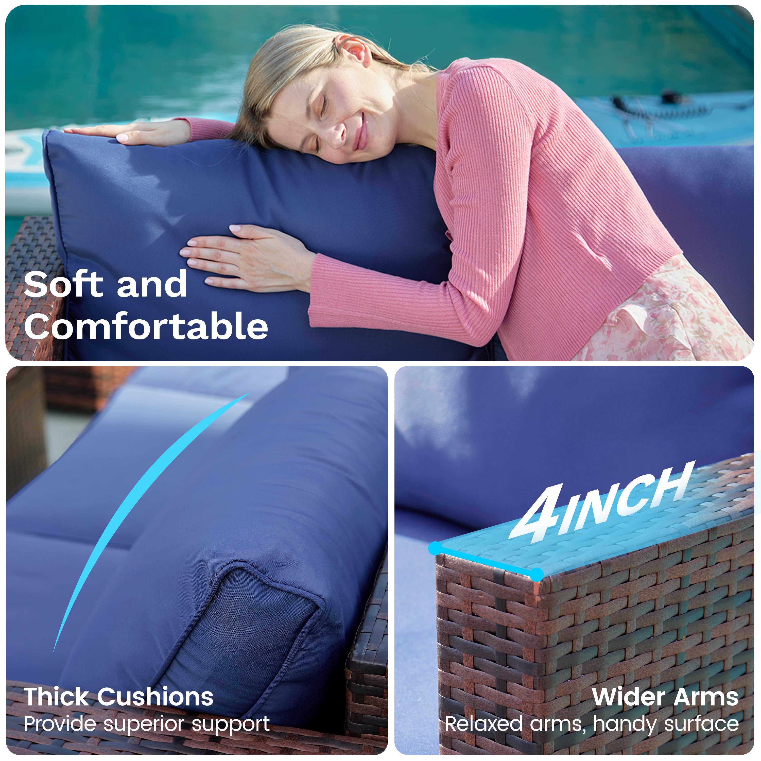 B0CJ6QDVTH Patio Furniture Sets with Ottoman & Storage Table