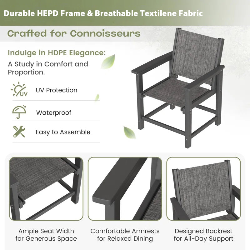 UDPATIO 7PCS HDPE Patio Dining Set of  6 - Heavy Duty Outdoor Deck Table & Chairs for Poolside, Garden, Backyard - All-Weather Resistant Outdoor Table Sets