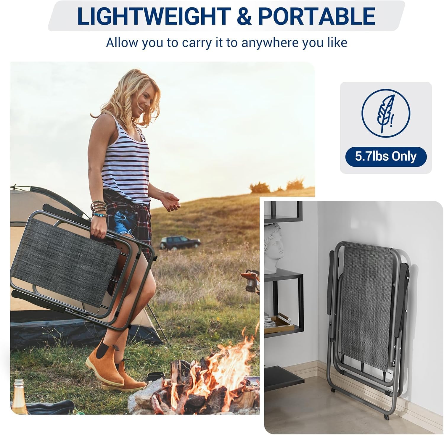 UDPATIO Folding Patio Chairs Set, Patio Dining Chairs Set of 4 and 31.5" Metal Table with 1.57" Umbrella Hole, Black