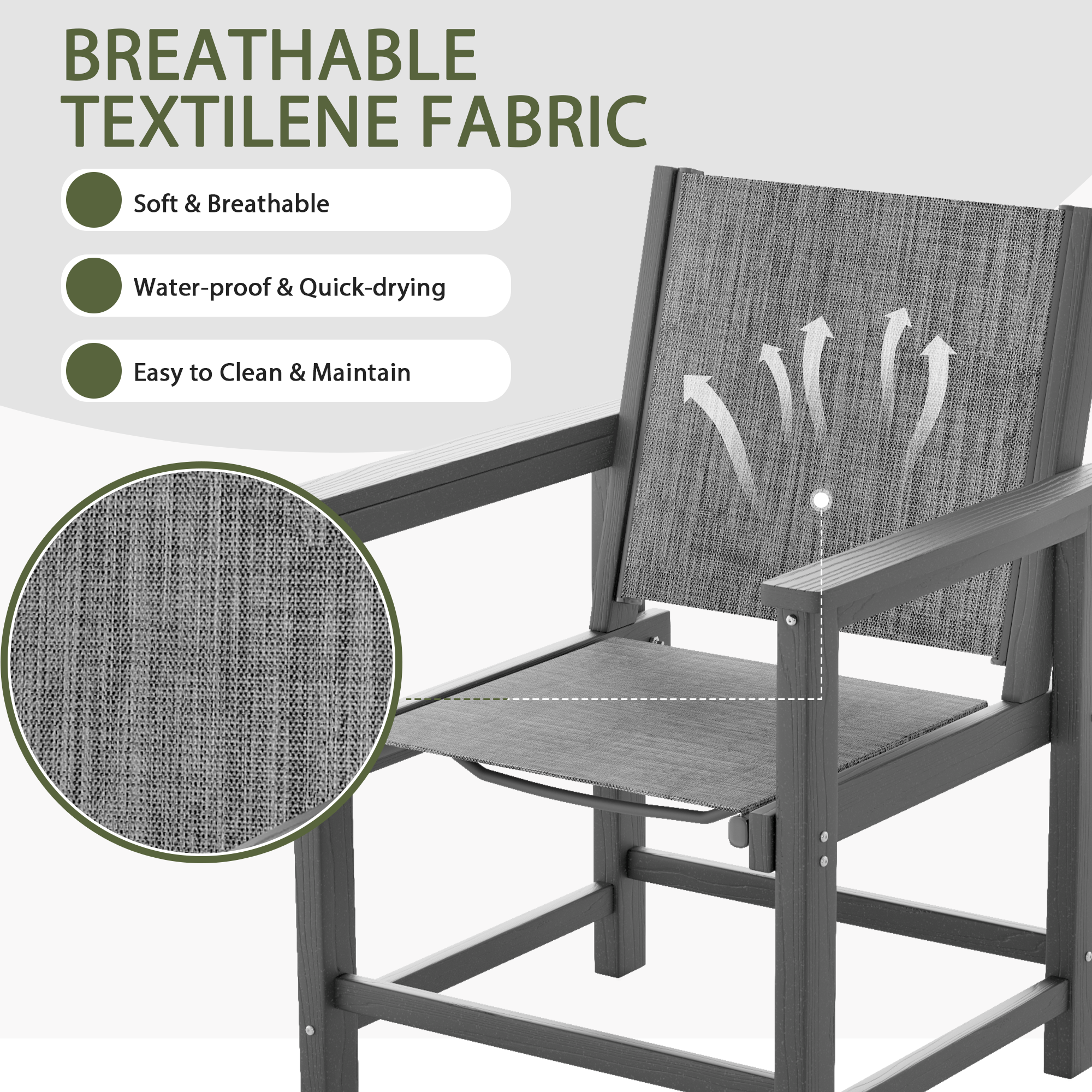 UDPATIO HDPE Patio Dining Chairs Set of 4 - Heavy Duty Outdoor Deck Chairs for Poolside, Garden, Backyard - All-Weather Resistant Seating Sets