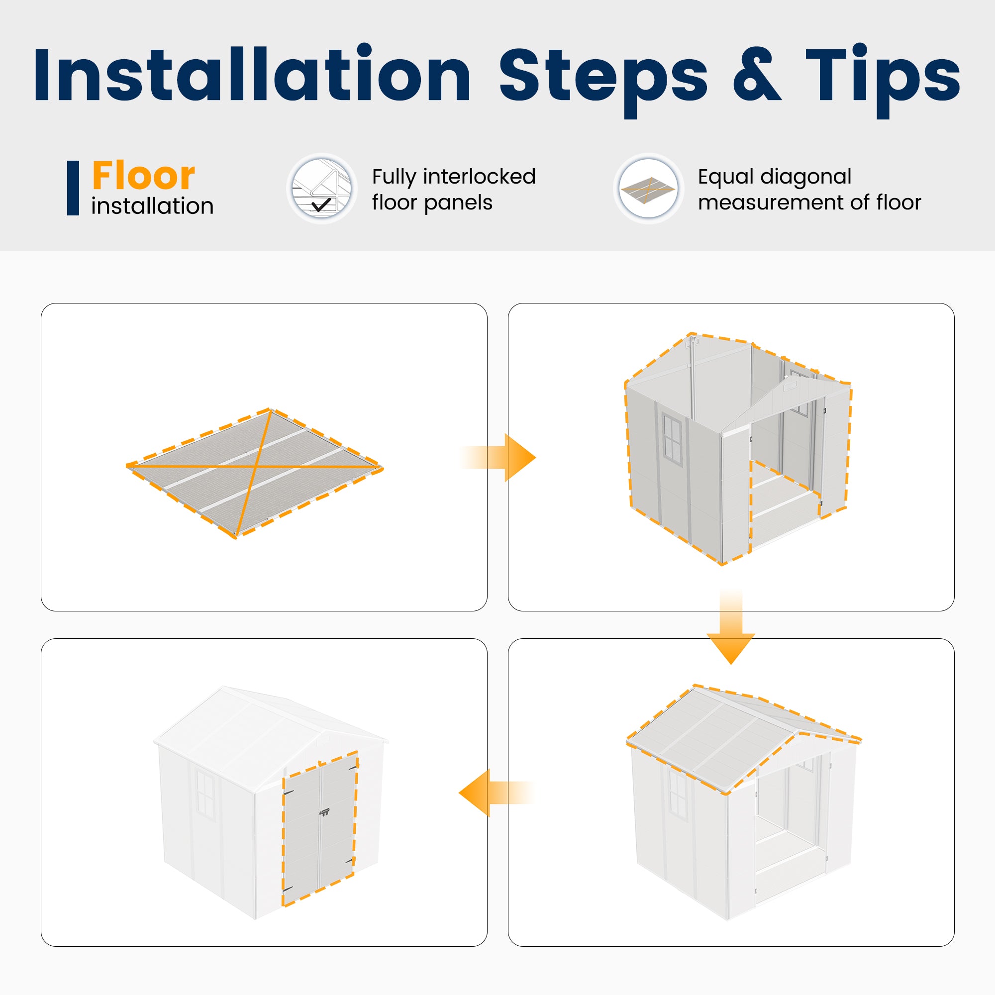 UDPATIO Resin Storage Shed 8 x 6 FT, Outdoor Garden Sheds with Floor Plastic Patio Outdoor Storage Shed with Lockable Door, Sandstone