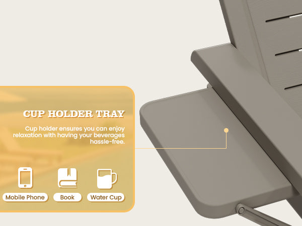 UDPATIO Oversized Pool Lounge Chairs Set of 2, Waterproof Resin Pool Chaise Lounges with Armrests and Cup Holder Tray, 5 Level Adjustable Backrest, for Poolsode, Lawn, Beach, Backyard