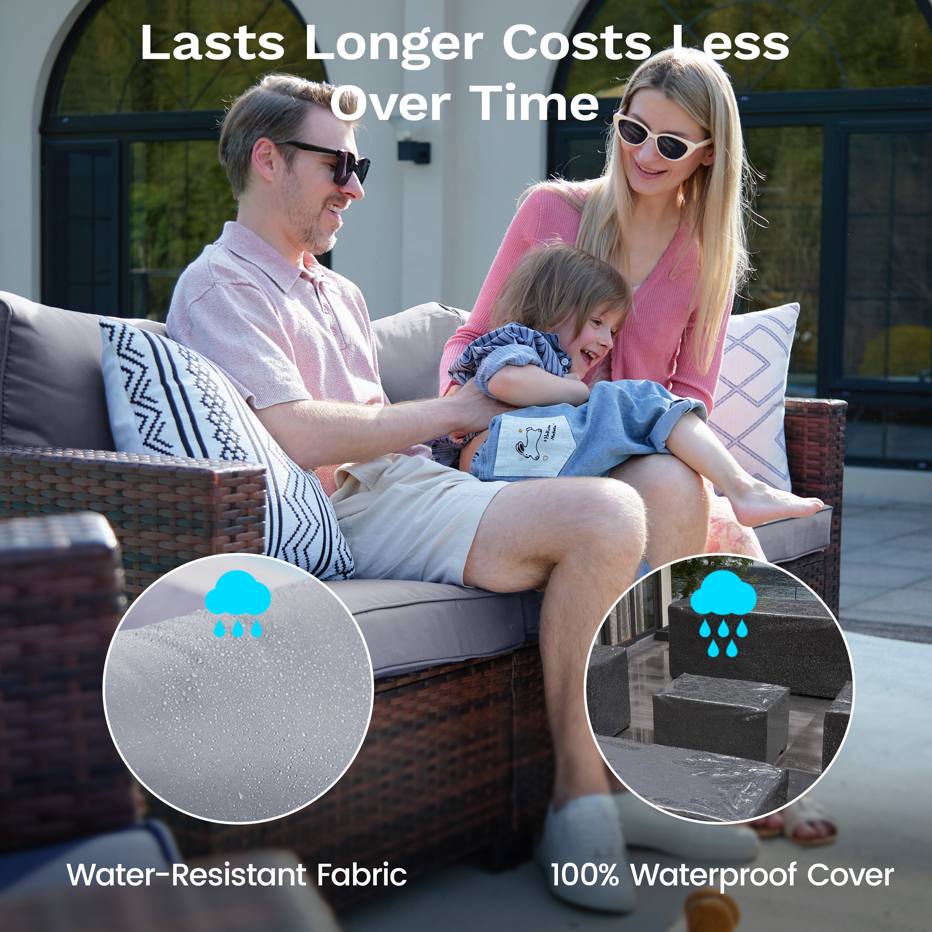 B0CJ6QDVTH Patio Furniture Sets with Ottoman & Storage Table