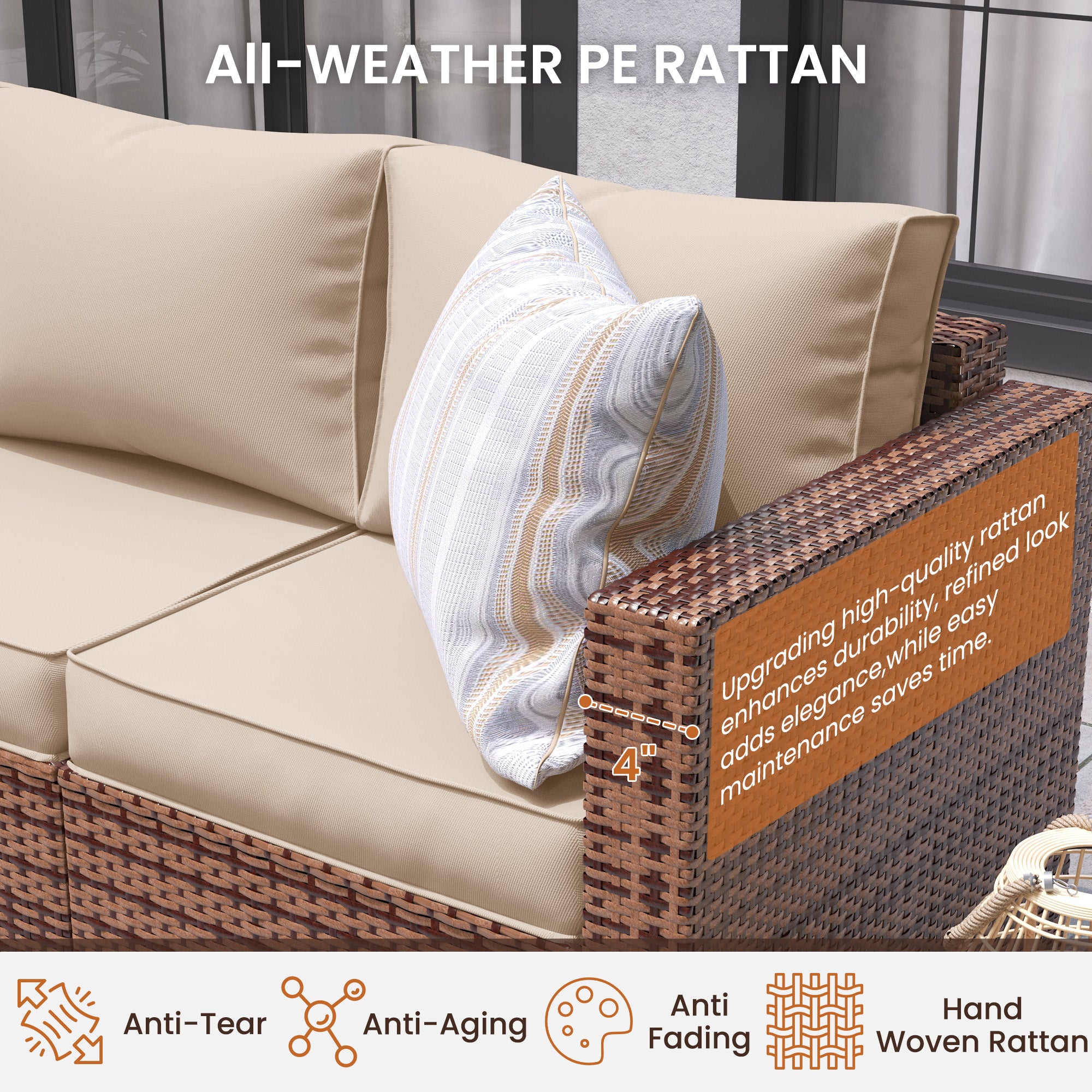 B0CJ6QDVTH Patio Furniture Sets with Ottoman & Storage Table