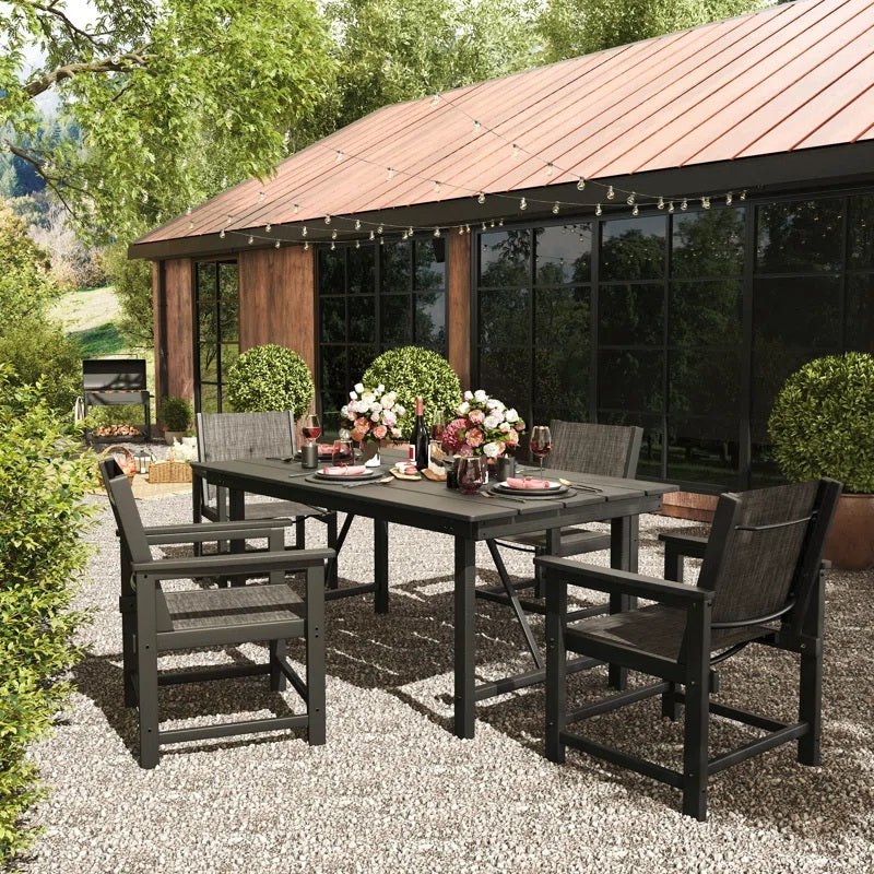 UDPATIO 7PCS HDPE Patio Dining Set of  6 - Heavy Duty Outdoor Deck Table & Chairs for Poolside, Garden, Backyard - All-Weather Resistant Outdoor Table Sets