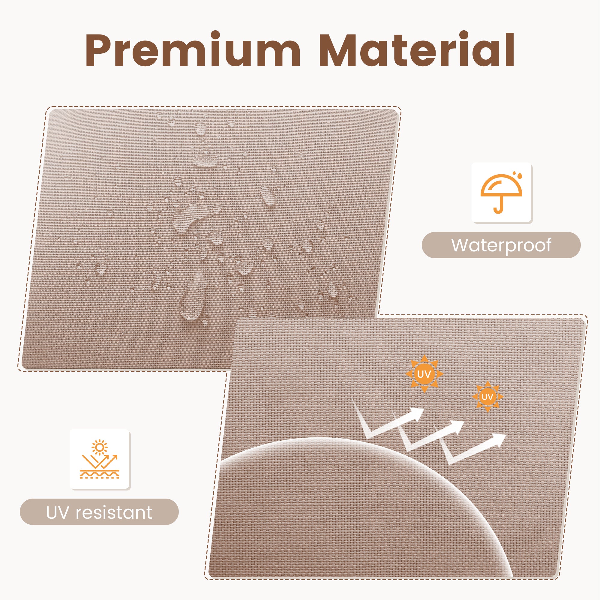 Adirondack Chair Cushion Set of 2 with Ties - Sunproof Waterproof Outdoor High Back Seat Pads for Rocking Chairs, Patio, Deck, Porch, Lawn (Upper & Lower Back Support)