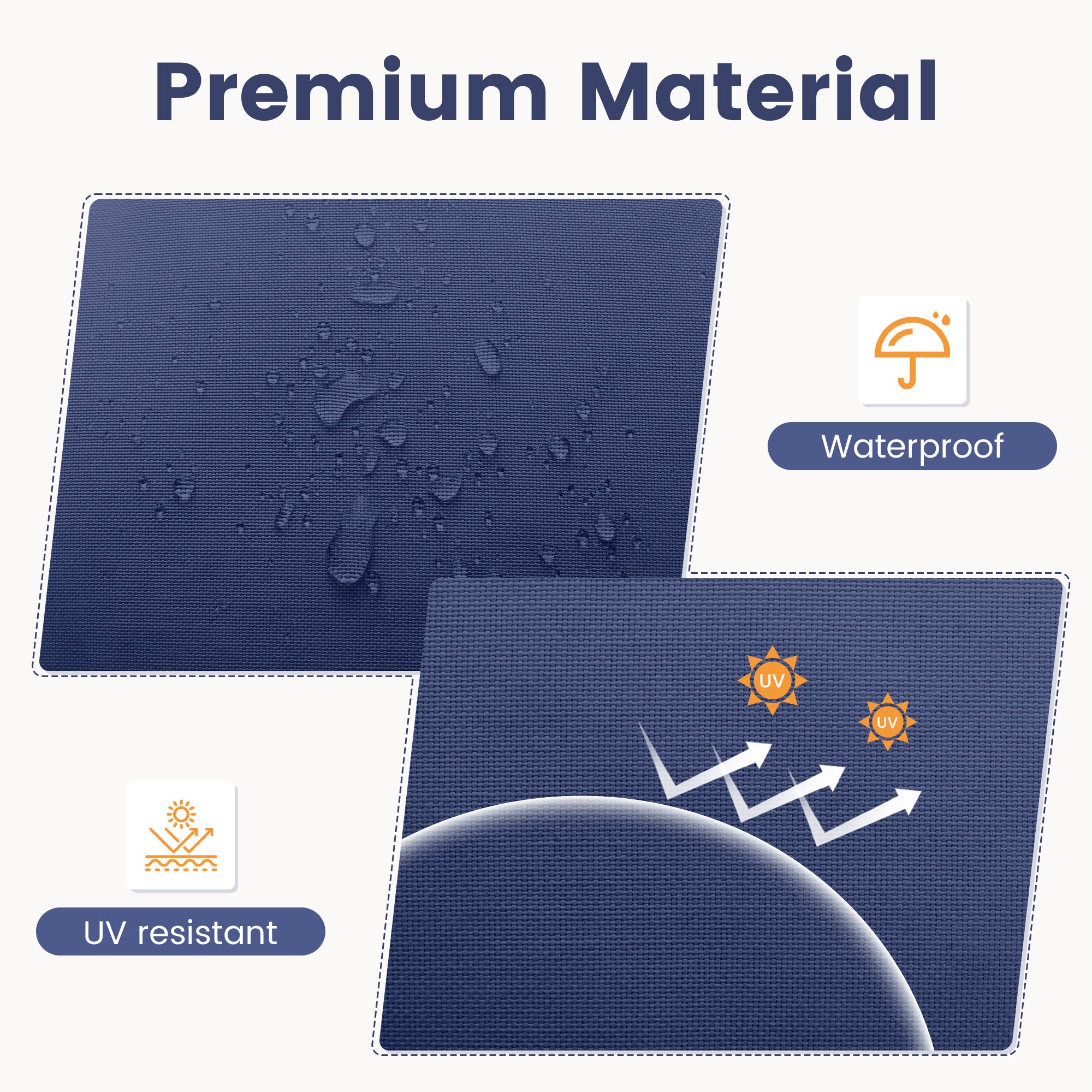 Adirondack Chair Cushion with Ties - Sunproof Waterproof Outdoor High Back Seat Pads for Rocking Chairs, Patio, Deck, Porch, Lawn (Upper & Lower Back Support)