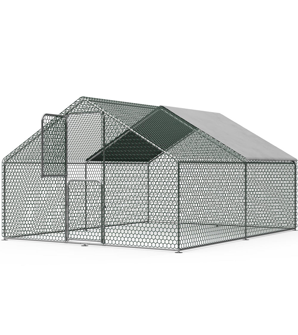 Large Chicken Coop for 20 Chickens Walk-in Chicken Run for Yard with Cover Chicken Pens Outdoor Metal Portable Chicken Tractor Cage Enclosure Crate Outside for Small Animals Bird Duck Rabbit Hen