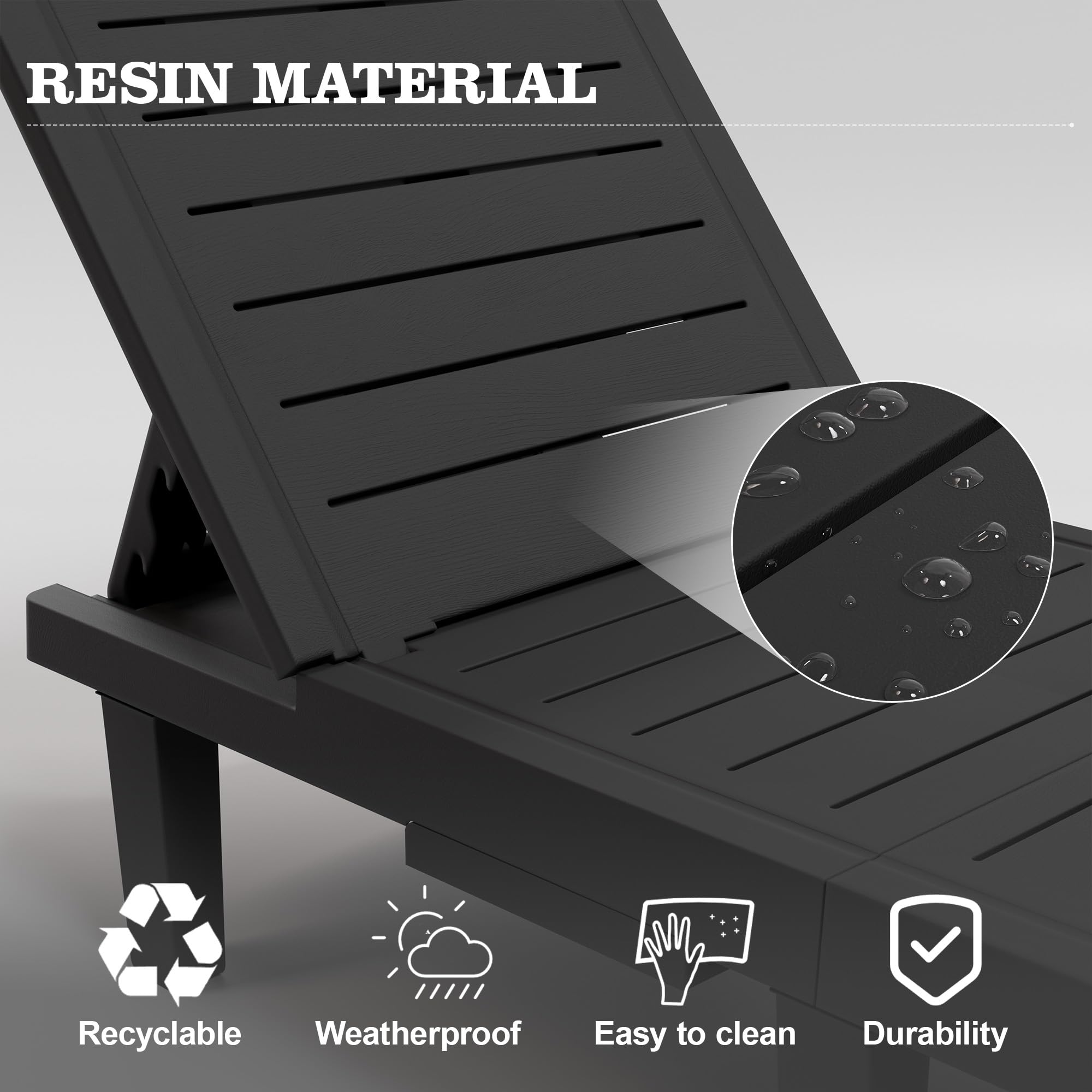 Oversized Outdoor Chairse Lounge Chair, 5-Level Adjustment Backrest