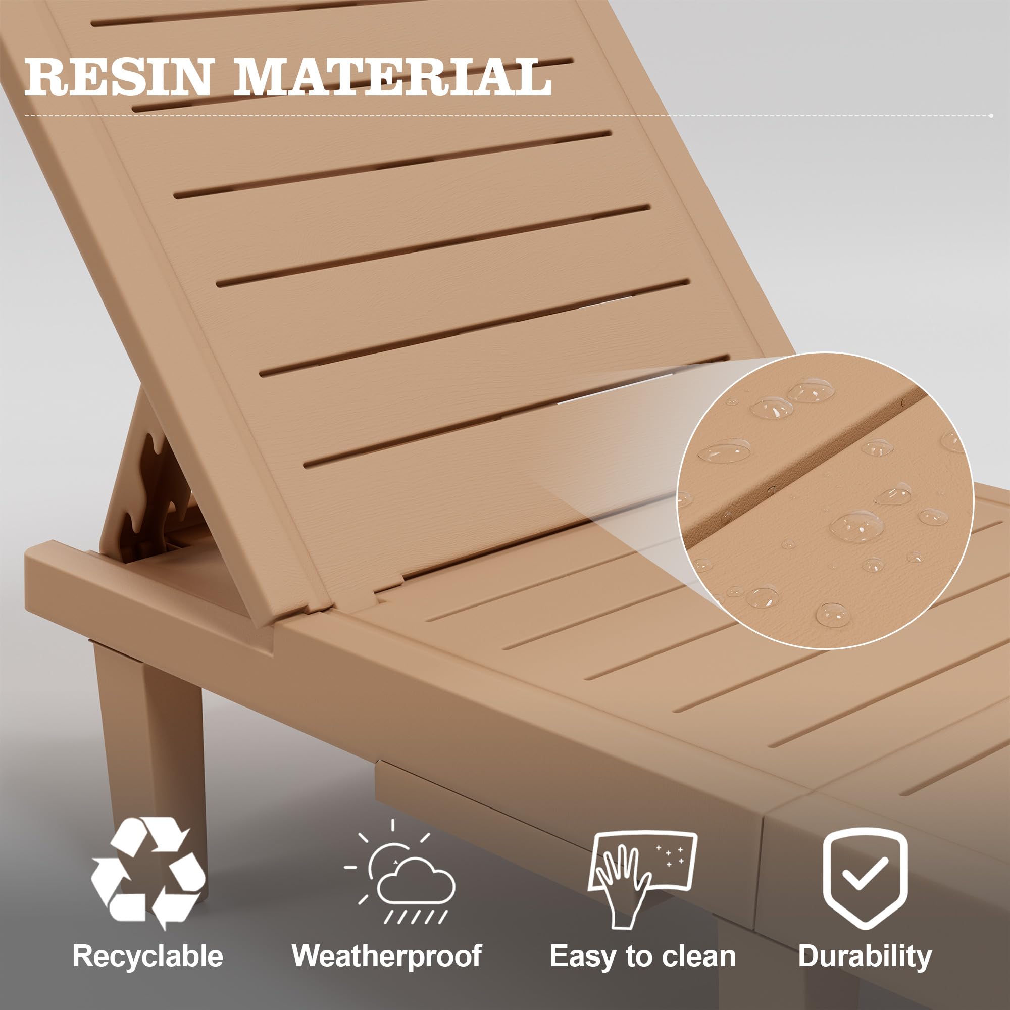 Oversized Outdoor Chairse Lounge Chair, 5-Level Adjustment Backrest