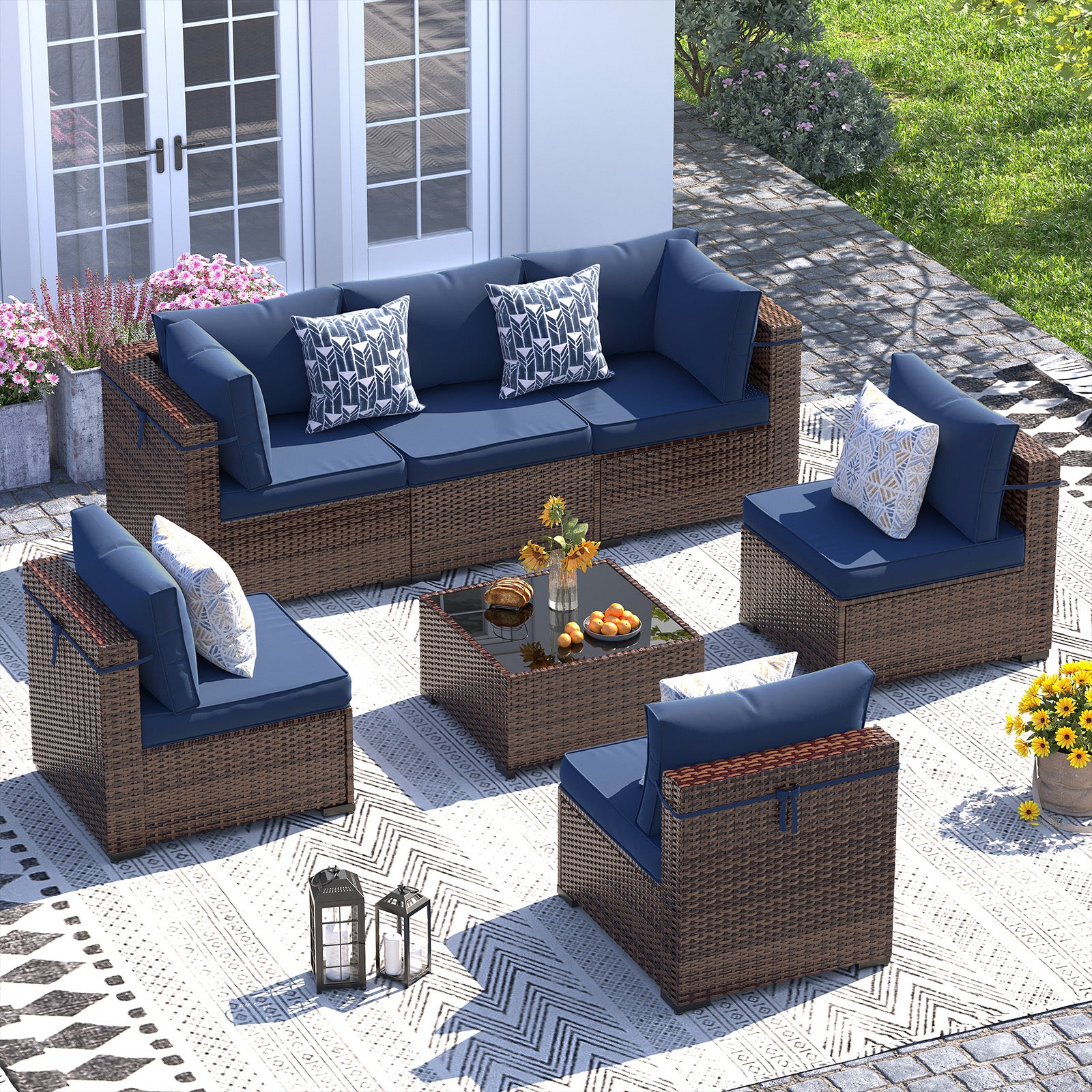 UDPATIO Patio Furniture Set, Outdoor Sectional Sofa Set