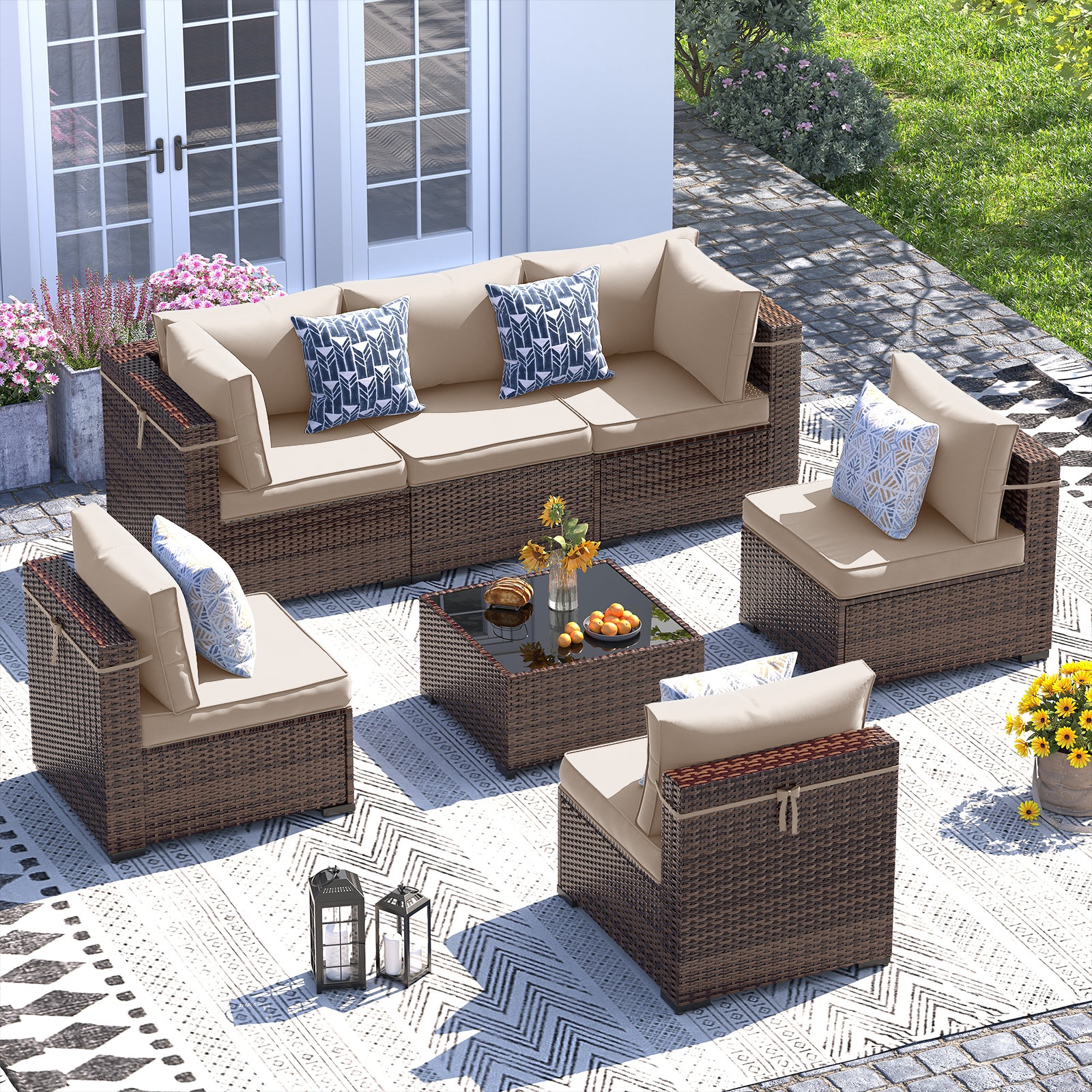 UDPATIO Patio Furniture Set, Outdoor Sectional Sofa Set