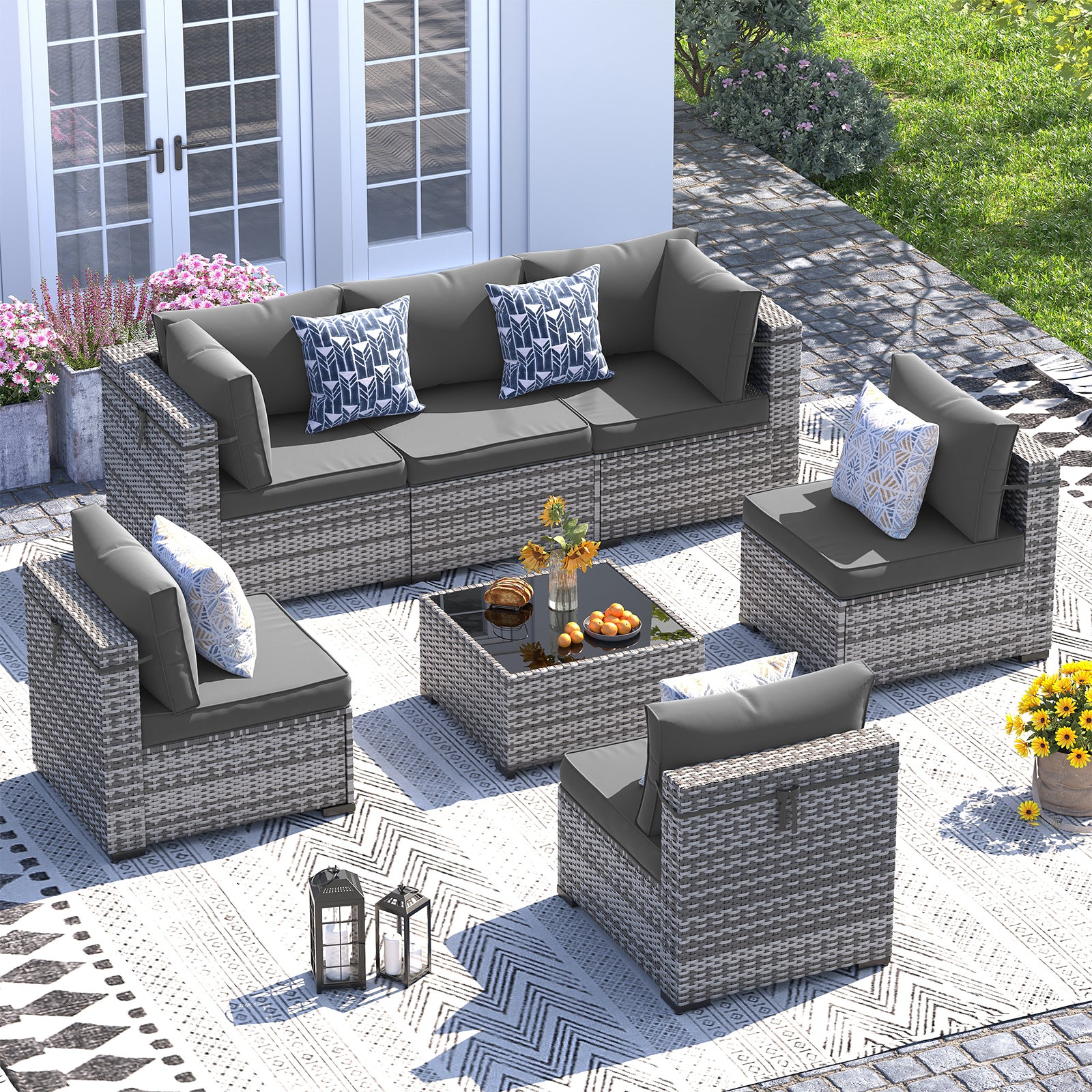 UDPATIO Patio Furniture Set, Outdoor Sectional Sofa Set