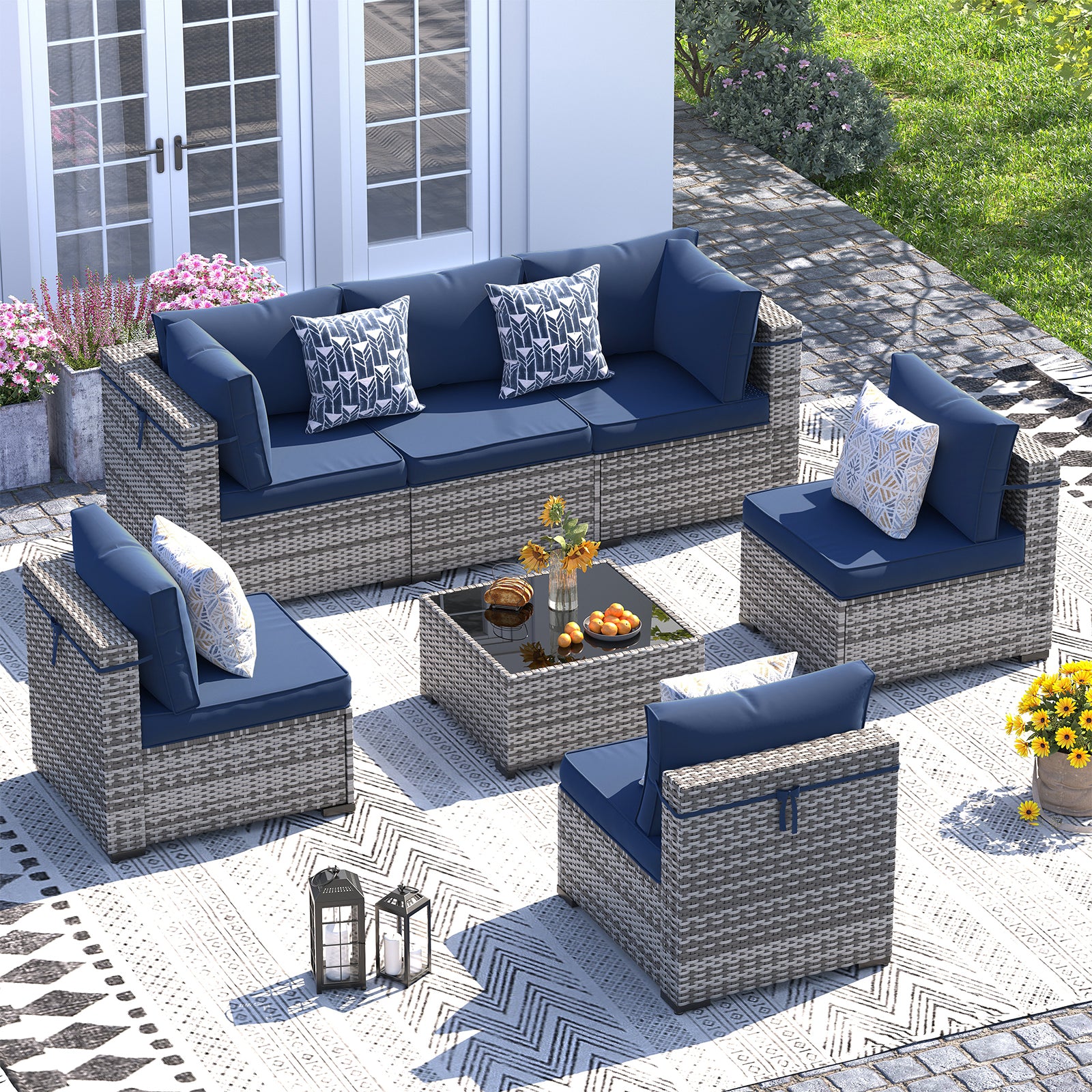 UDPATIO Patio Furniture Set, Outdoor Sectional Sofa Set