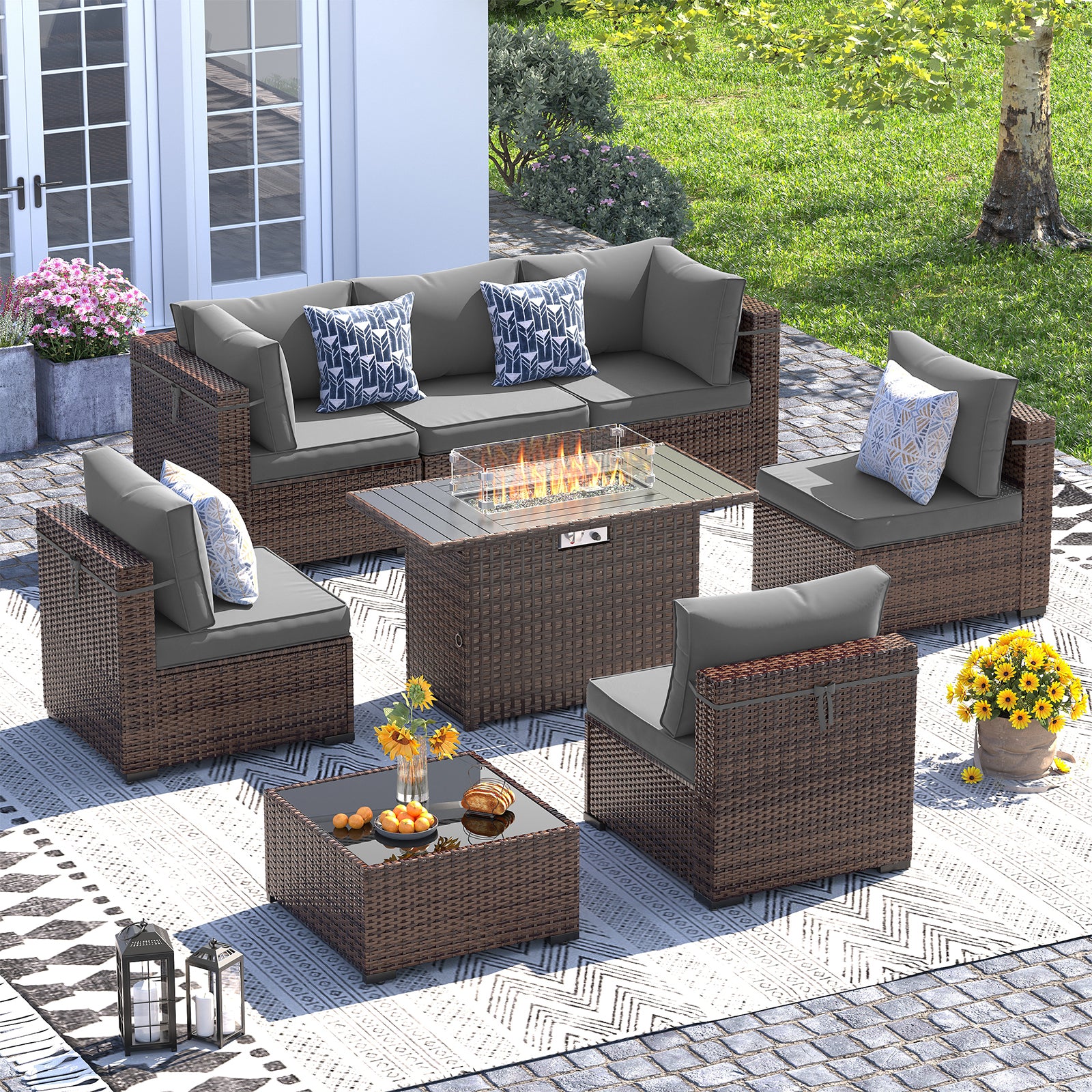 UDPATIO Patio Furniture Set, Outdoor Sectional Sofa Set