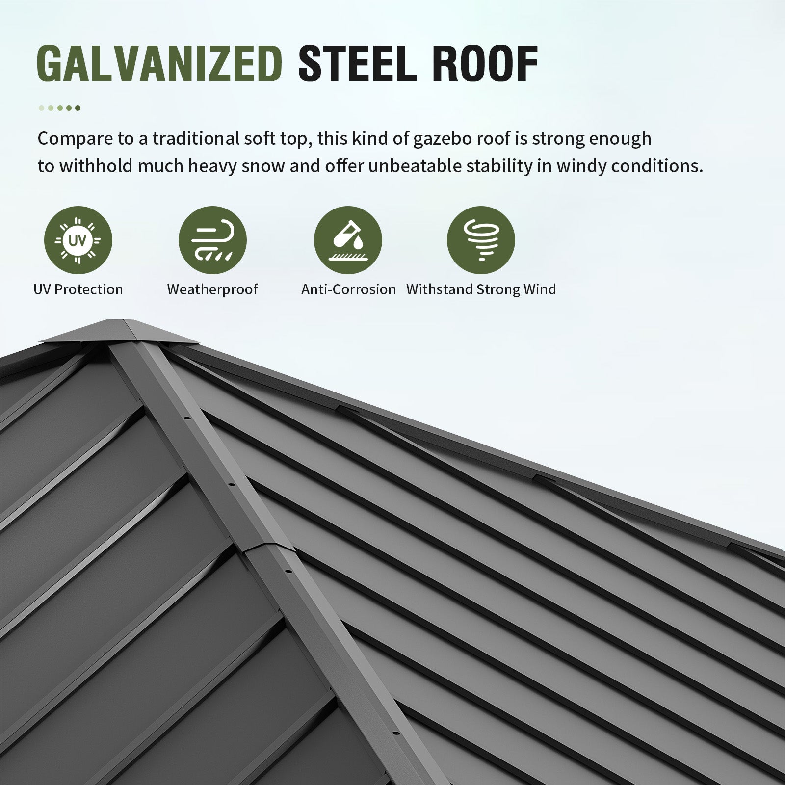 UDPATIO 10' x 10' Hardtop Gazebo, Metal Gazebo with Galvanized Steel Roof, Outdoor Permanent Pavilion with Netting for Patio, Backyard, Deck and Lawns