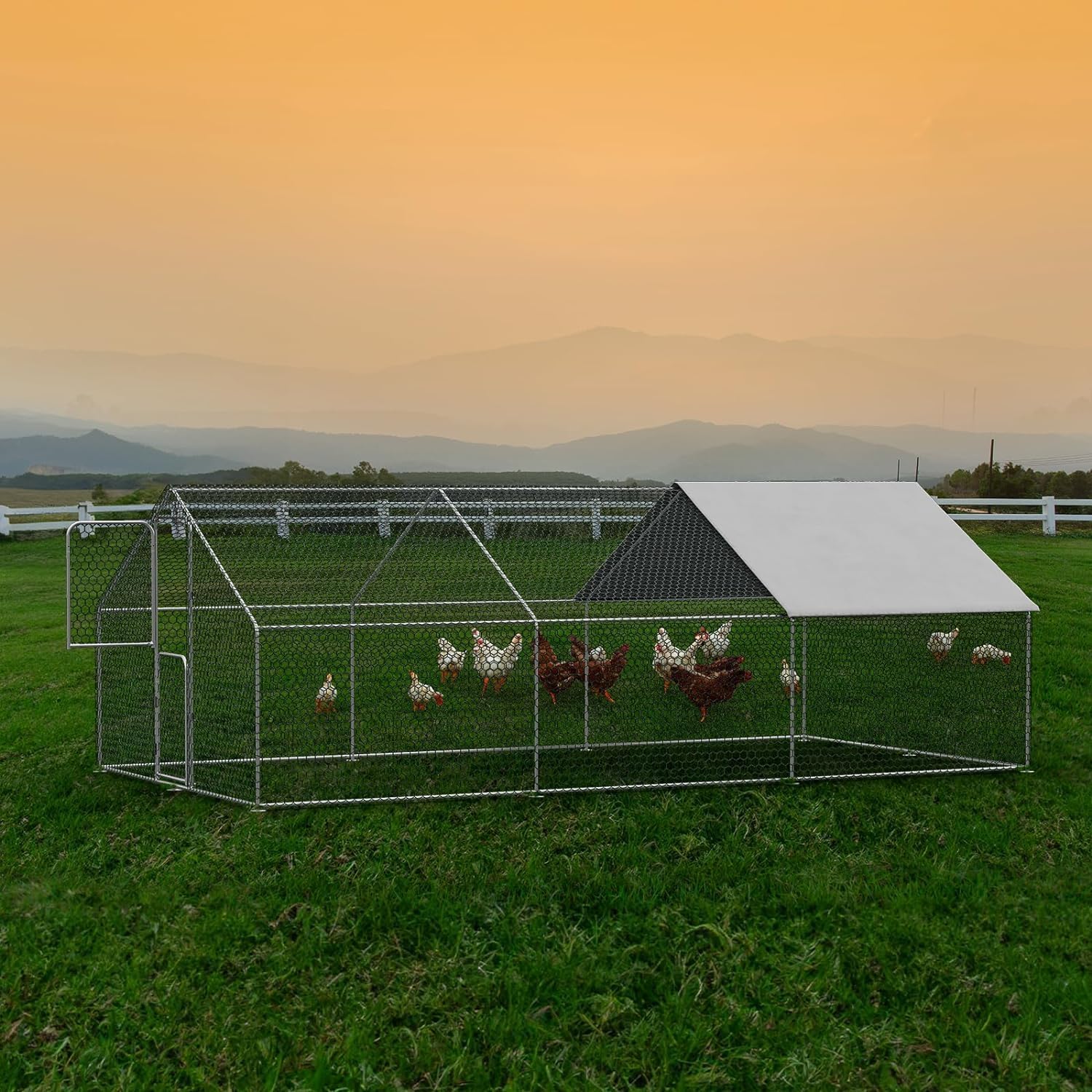 Large Metal Chicken Coop 18x10x6 FT