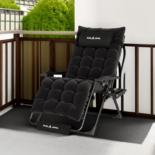 UDPATIO Oversized Zero Gravity Chair 29In XL Patio Reclining Chair with Cushion, Outdoor Folding Recliner with Pillows|Cup Holder|Foot Rest|Padded Headrest, Support 500LB