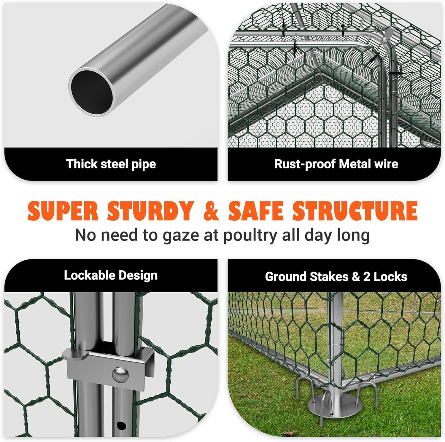 2PCS Large Metal Chicken Coop 72"L x 120"W x 72"H