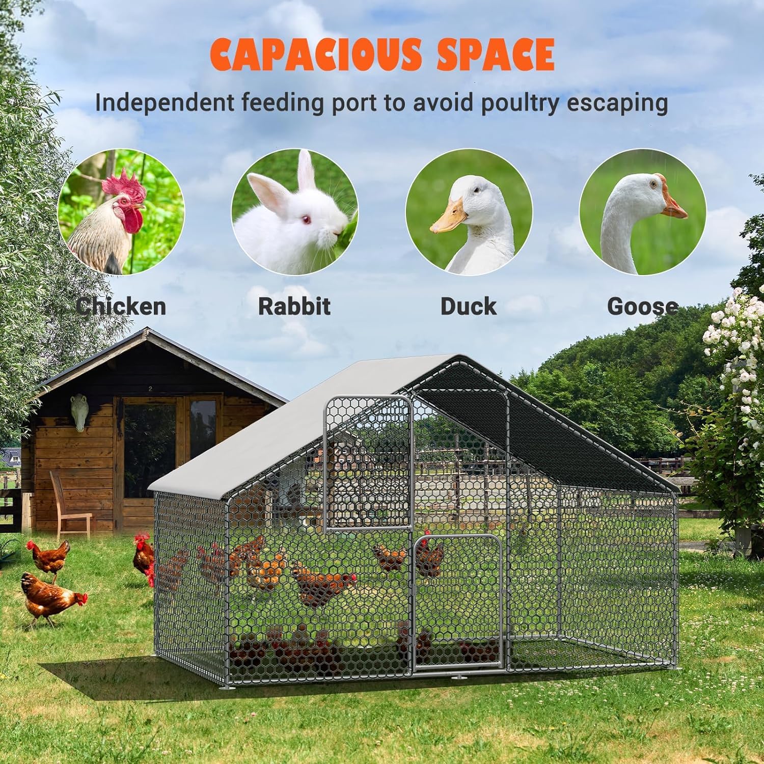 2PCS Large Metal Chicken Coop 72"L x 120"W x 72"H