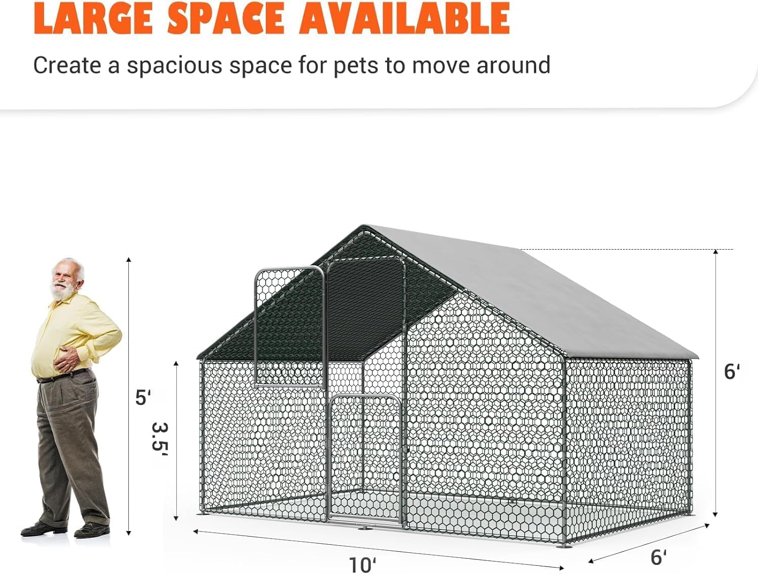 2PCS Large Metal Chicken Coop 72"L x 120"W x 72"H