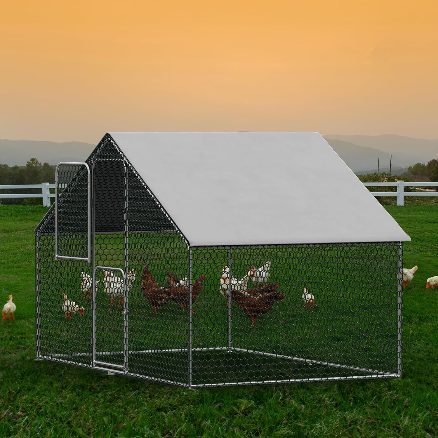 2PCS Large Metal Chicken Coop 72"L x 120"W x 72"H