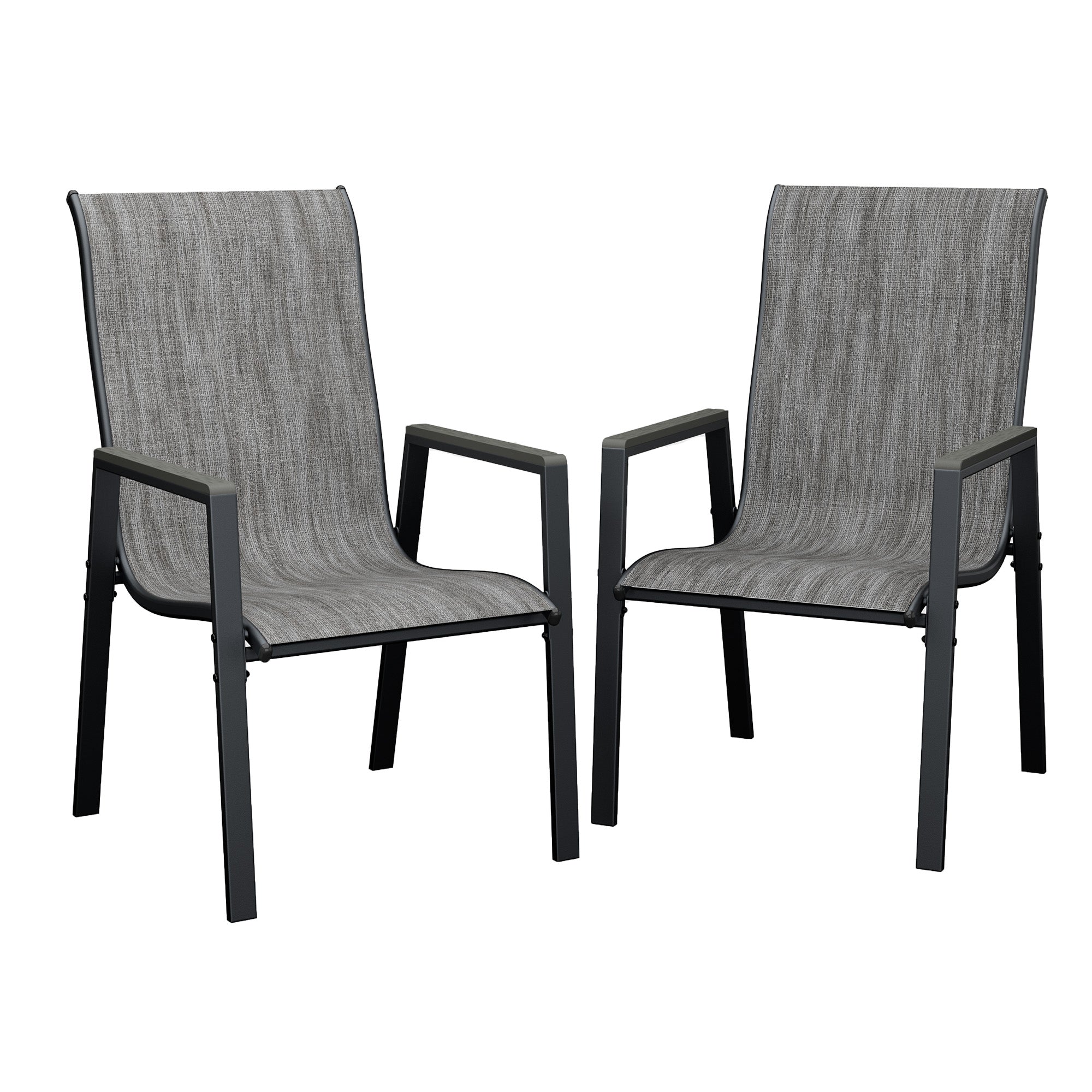 UDPATIO Patio Chairs Set of 2, Outdoor Stackable Chairs with All Weather Breathable Textilene, Metal Frame for Lawn Garden Backyard Deck, Grey White