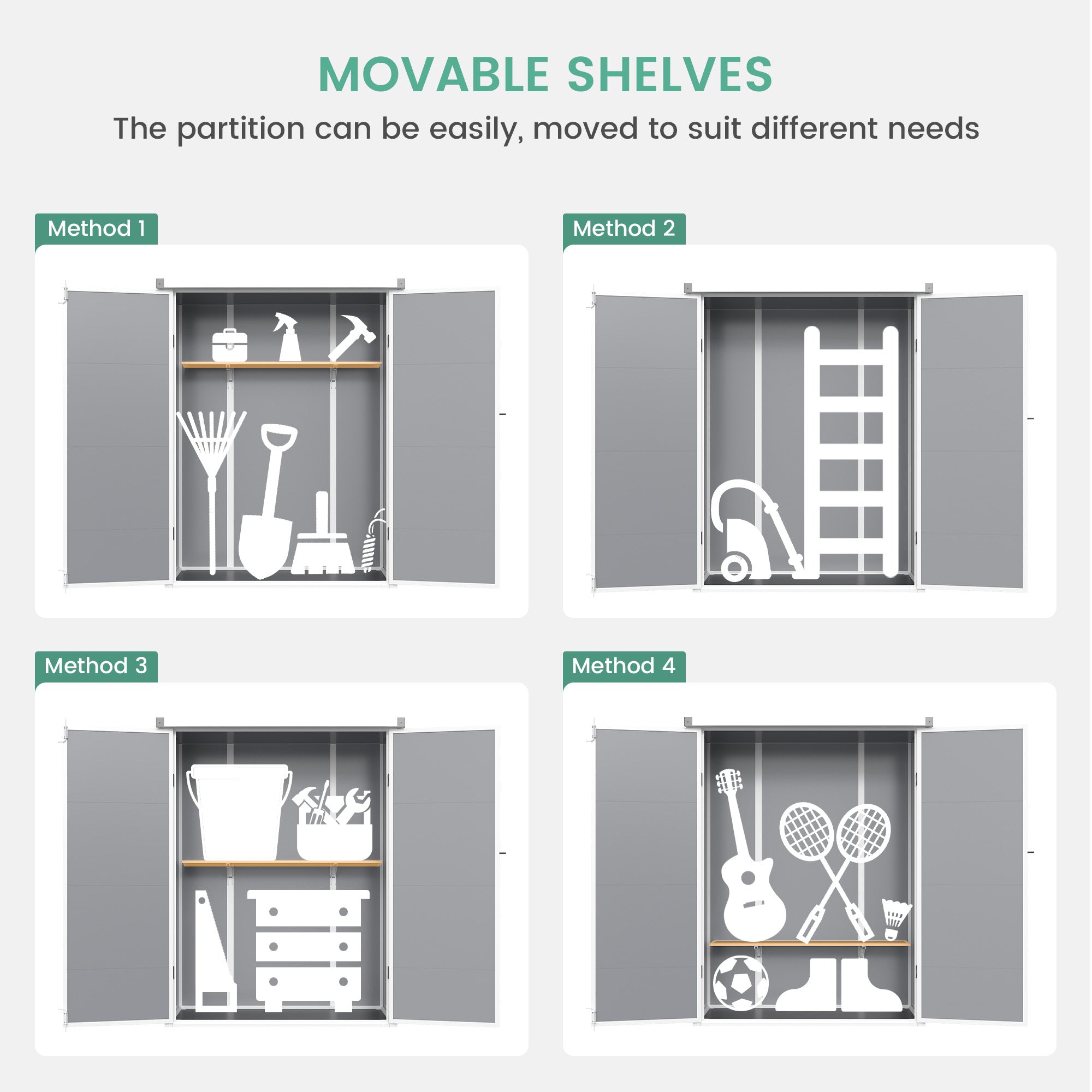 UDPATIO 38 Cu.ft Resin Outdoor Storage Shed, Vertical Tool Shed with Shelving Brackets for Patio Pool Lawn Garden, Grey
